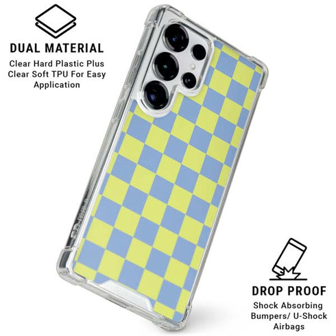 Neon Checkered Galaxy S25 Ultra Clear Case